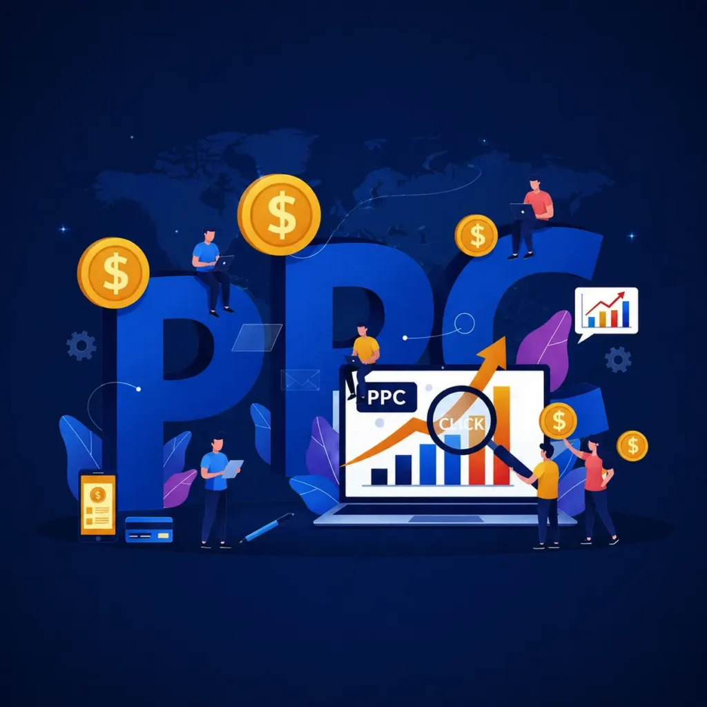 PPC advertising campaign with analytics dashboard, clicks and revenue growth managed by a digital marketing strategist in Bahrain