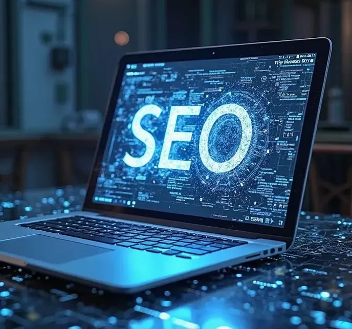 Digital marketing strategist in Bahrain using SEO strategies on laptop for better search engine ranking
